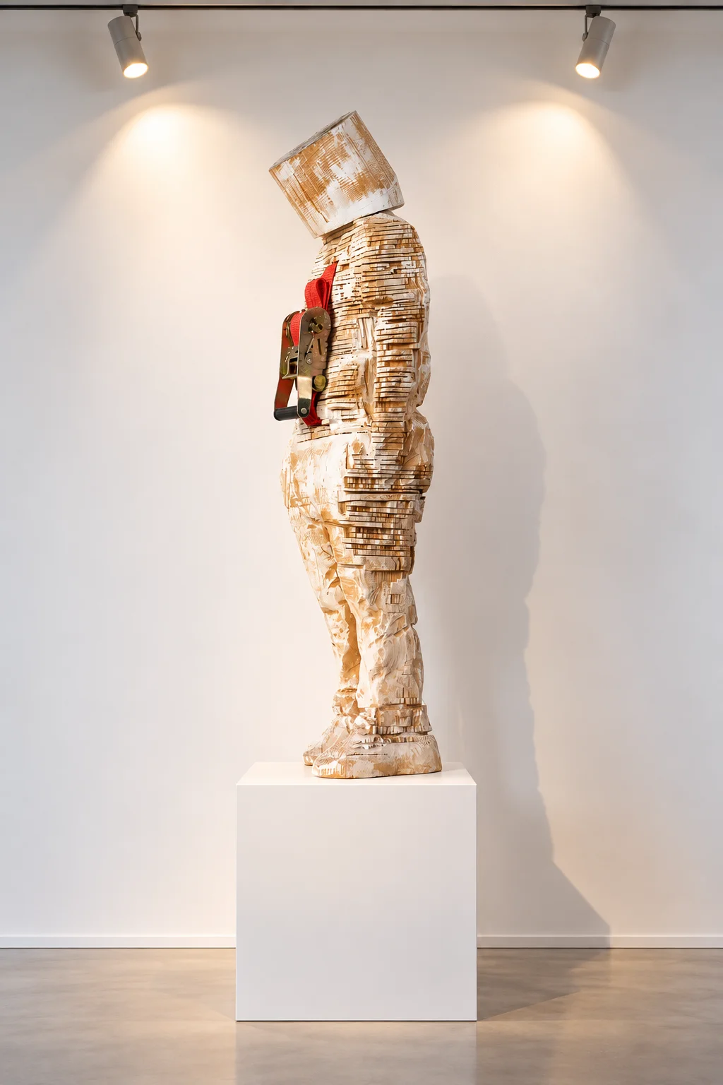 First Man, sculpture en bois réalisée à la tronçonneuse par l'artiste David David