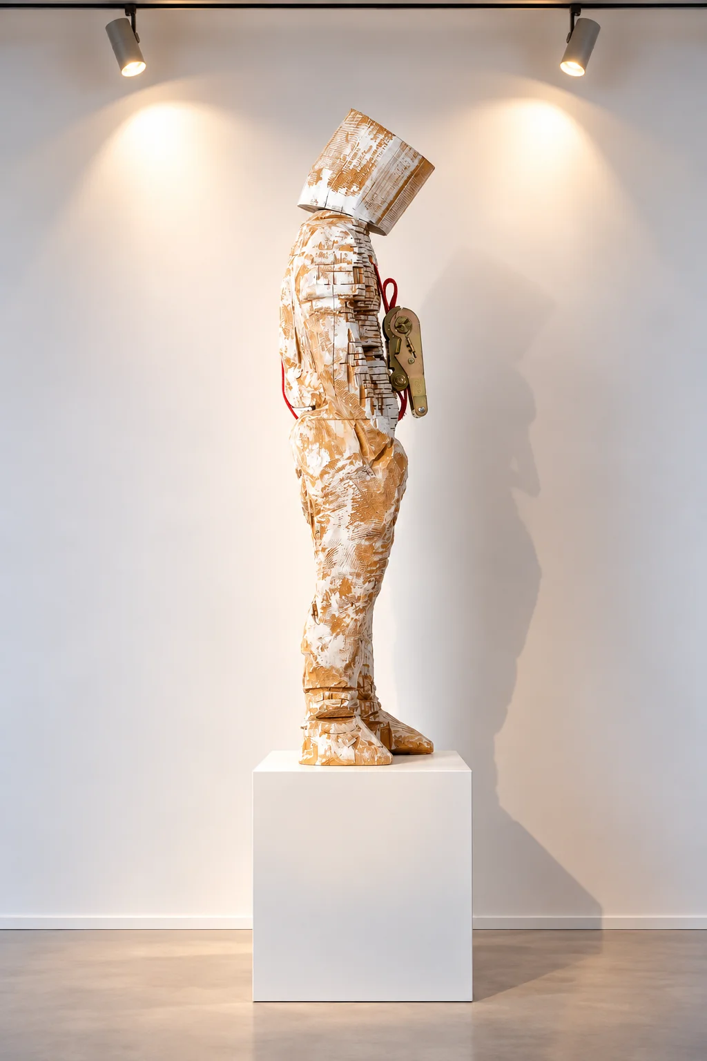 First Man, sculpture en bois réalisée à la tronçonneuse par l'artiste David David