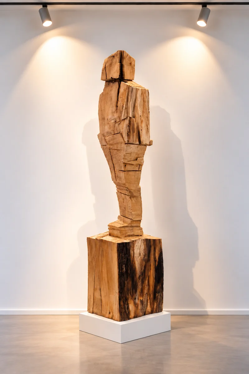 In the Sky est une sculpture en bois réalisée à la tronçonneuse pas l'artiste David David
